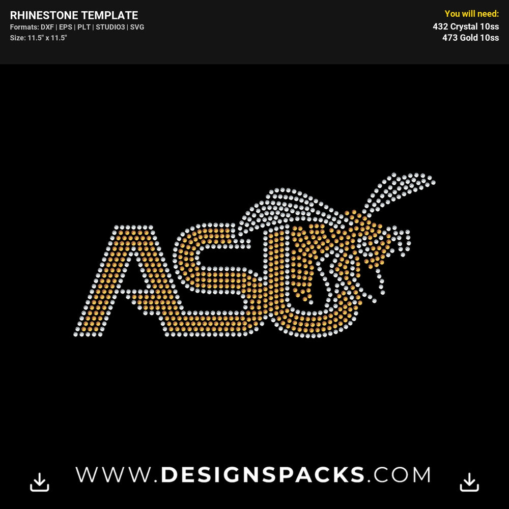 Asu Alabama State Hornets Rhinestone Digital Template