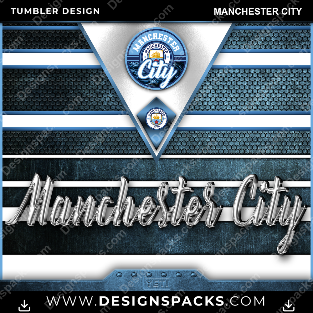 Soccer UK YETI Manchester City Tumbler Digital Wrap Design
