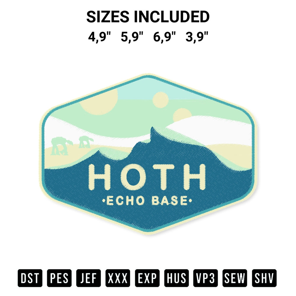 Download the Hoth Echo Base Star Wars Hoth Star Wars Planet Embroidery Design machine embroidery design exclusively at Designspacks.com. Premium digitized pattern for apparel and DIY crafts. Available sizes: 4,9", 5,9", 6,9", 3,9".