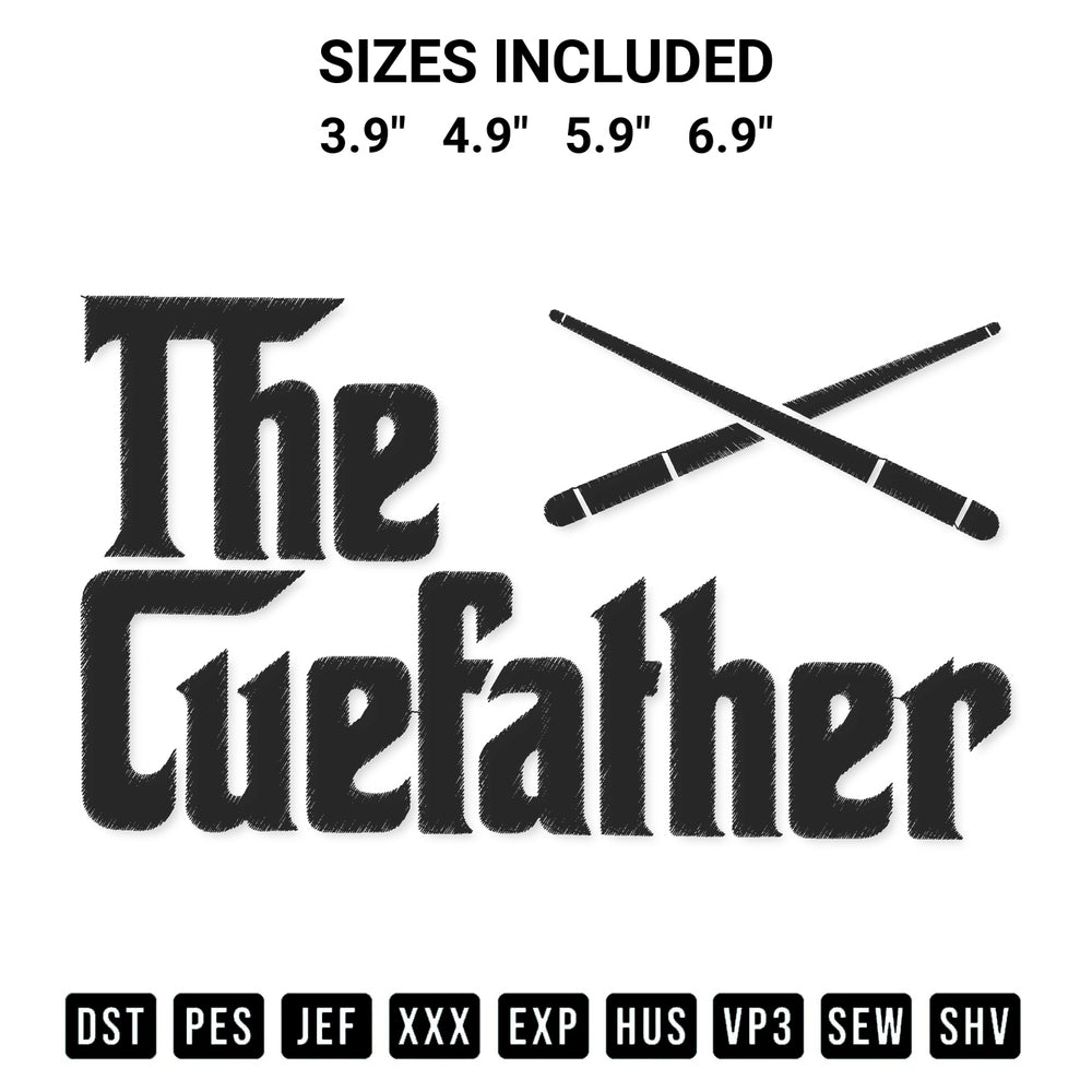 Download the The Cue Father Embroidery Design machine embroidery design exclusively at Designspacks.com. Premium digitized pattern for apparel and DIY crafts. Available sizes: 3.9", 4.9", 5.9", 6.9".