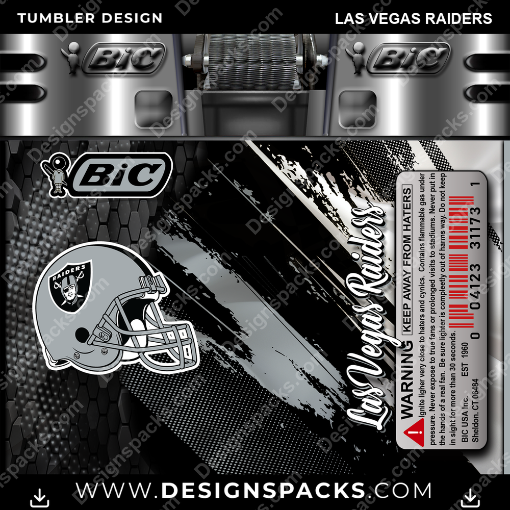 Football BIC Lighter Las Vegas Raiders NFL Football Tumbler Digital Wrap Design Download