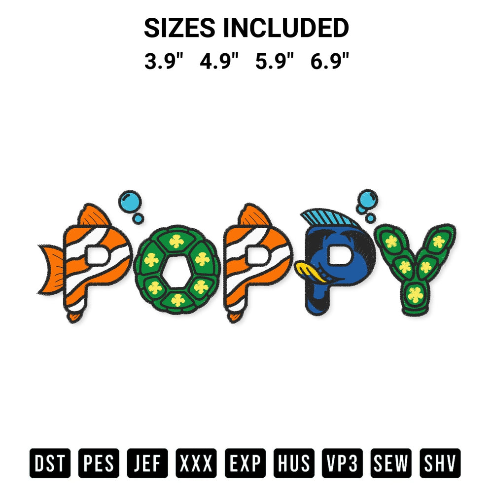 Looking for the perfect pattern? Download the Finding Nemo Poppy Disney Embroidery Design embroidery design today at Designspacks.com. Crisp, clean stitching guaranteed. Available sizes: 3.9", 4.9", 5.9", 6.9".
