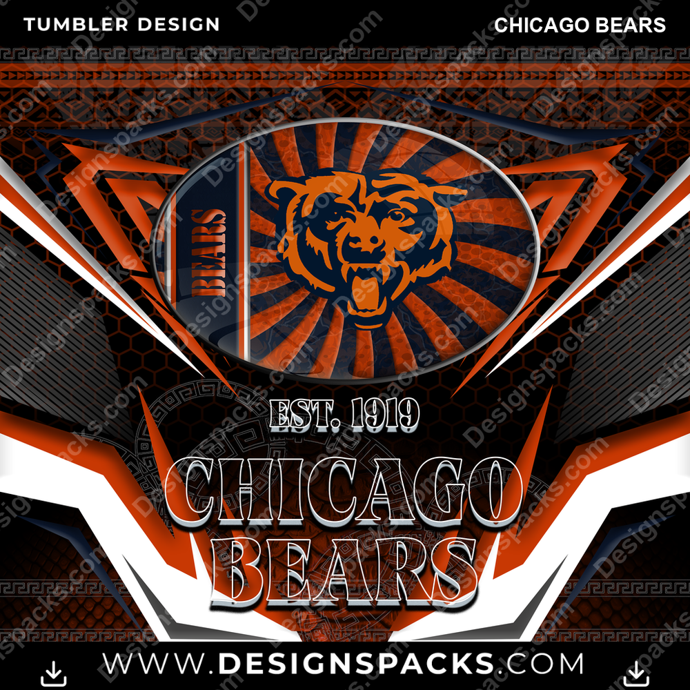 Football Tribal Chicago Bears NFL Football Tumbler Digital Wrap Design Download