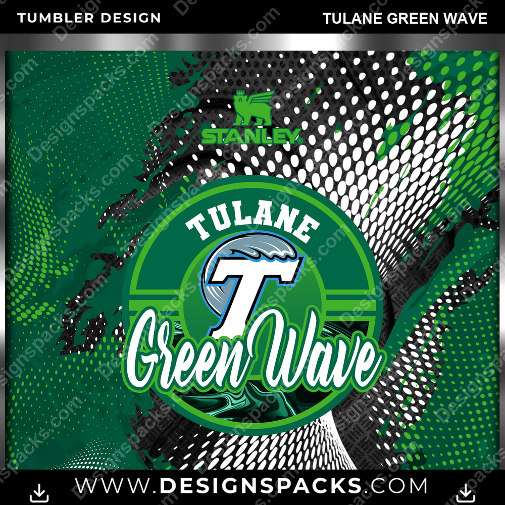 College Sport Stanley Tulane Green Wave NCAA College Sport Tumbler Digital Wrap Design Download
