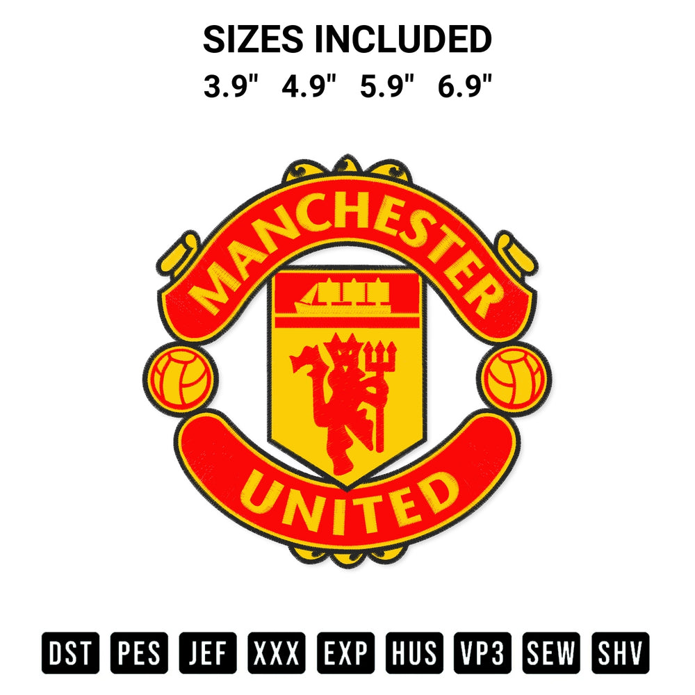 Stitch like a pro with the Fc Manchester United Logo Embroidery Design embroidery pattern from Designspacks.com. High-quality digital machine embroidery file. Available sizes: 3.9", 4.9", 5.9", 6.9".