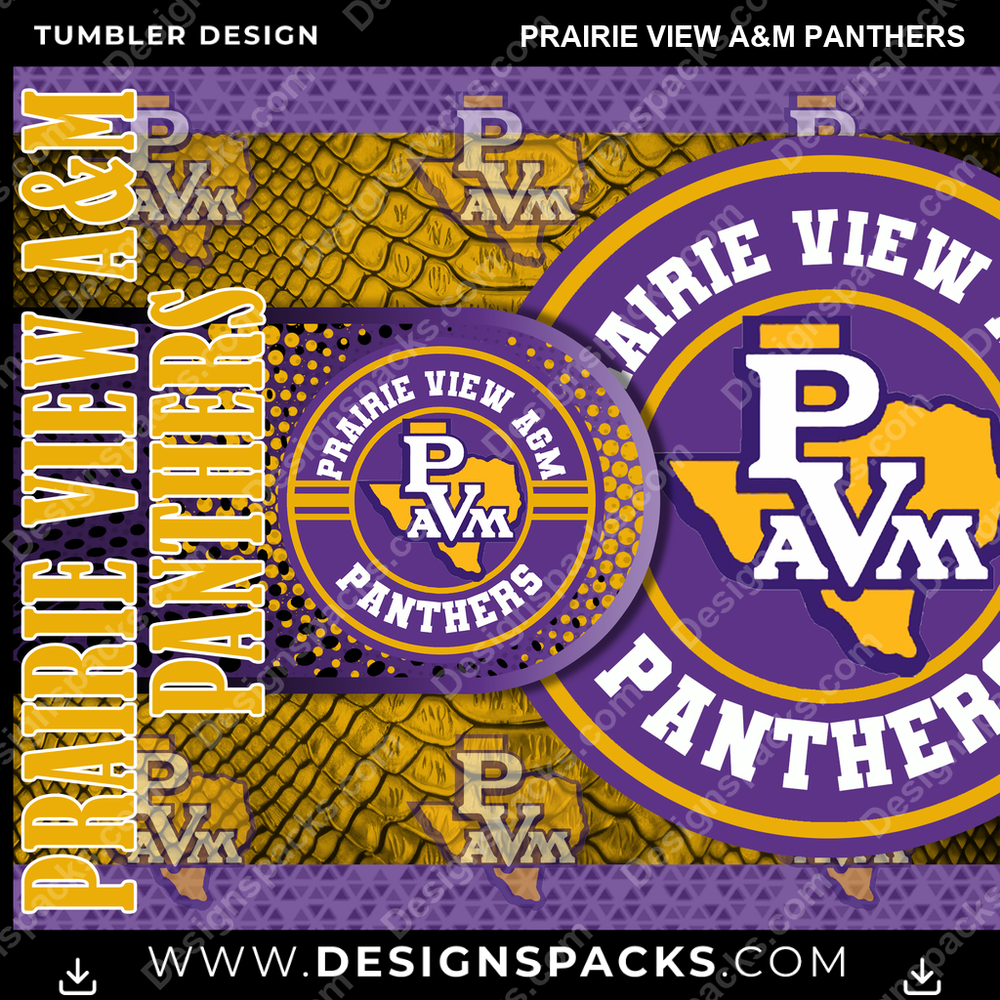 College Sport Hyper Prairie View A&M Panthers Tumbler Digital Wrap Design