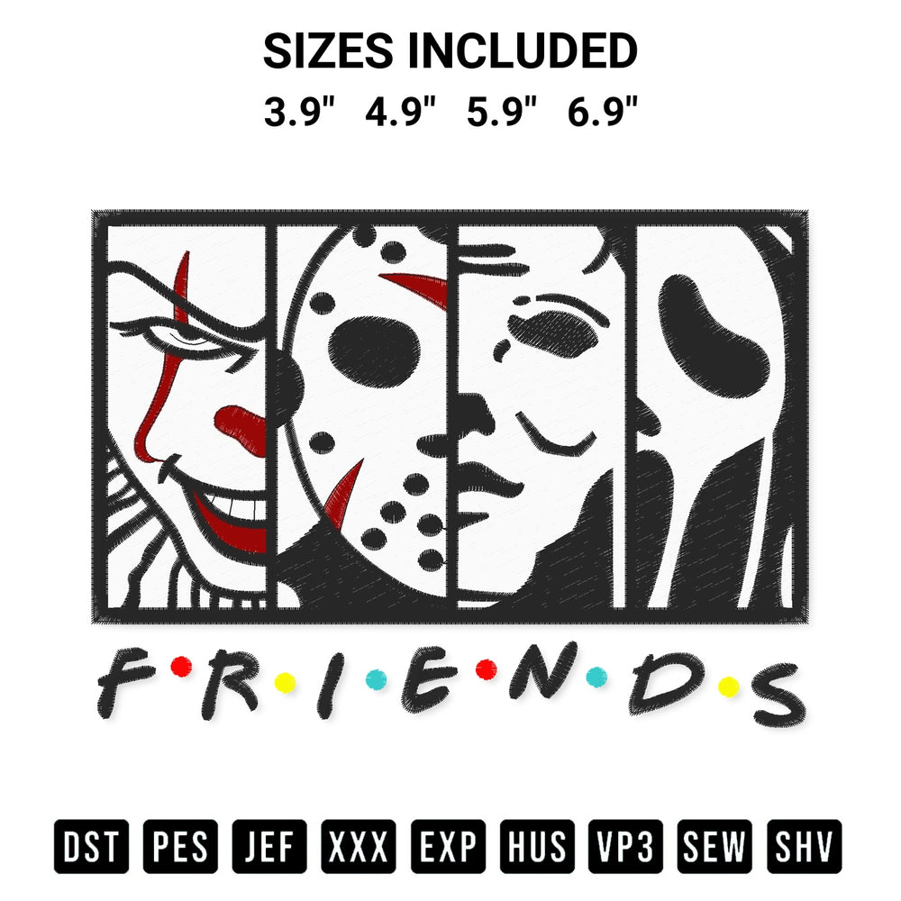 Download the Scary Friends Halloween Embroidery Design machine embroidery design exclusively at Designspacks.com. Premium digitized pattern for apparel and DIY crafts. Available sizes: 3.9", 4.9", 5.9", 6.9".