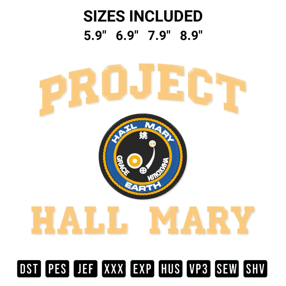 Download the Project Hail Mary Embroidery Design machine embroidery design exclusively at Designspacks.com. Premium digitized pattern for apparel and DIY crafts. Available sizes: 5.9", 6.9", 7.9", 8.9".