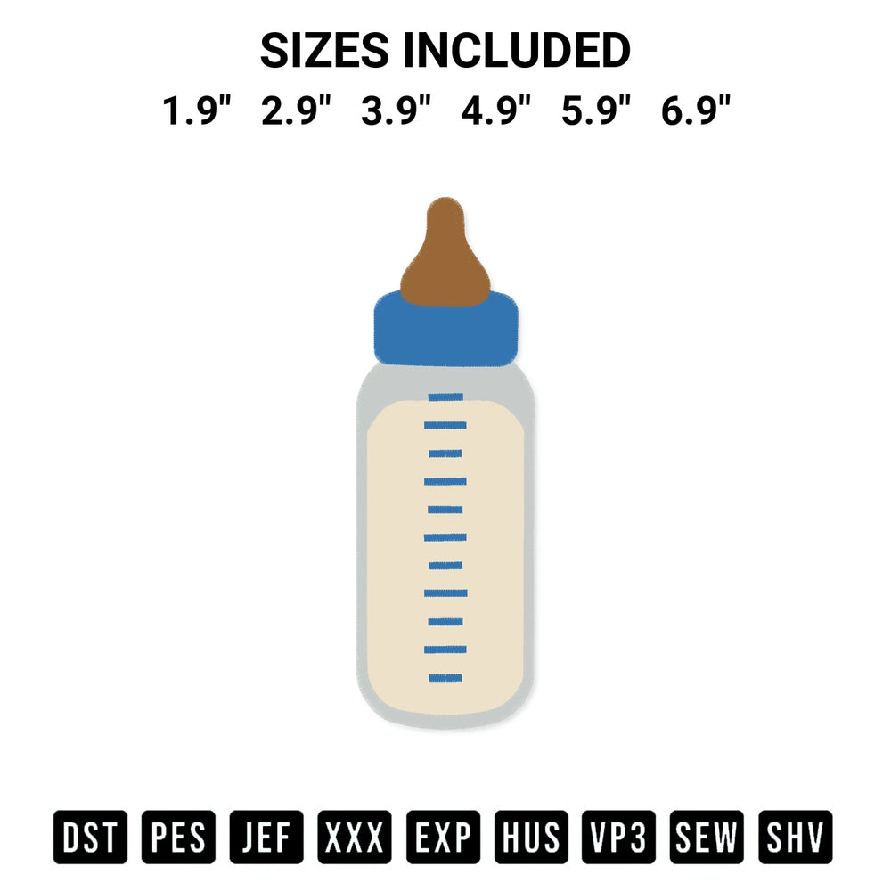 Create amazing crafts with the Baby Bottle Embroidery Design embroidery file. High-quality digital download from Designspacks.com, perfect for beginners and pros. Available sizes: 1.9", 2.9", 3.9", 4.9", 5.9", 6.9".