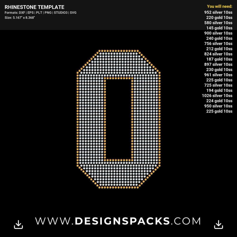 Big Jersey Numbers Font Set Rhinestone Digital Template
