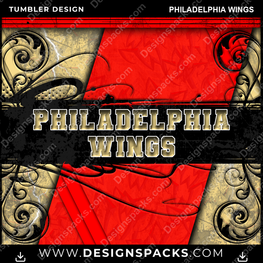 Lacrosse Elegant Philadelphia Wings Tumbler Digital Wrap Design