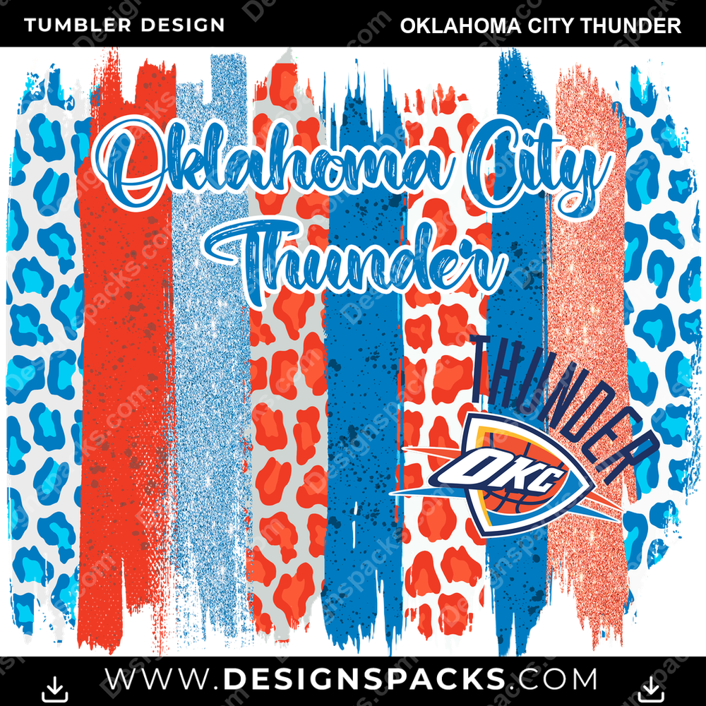 Basketball Brush Strokes Oklahoma City Thunder NBA Basketball Tumbler Digital Wrap Design Download