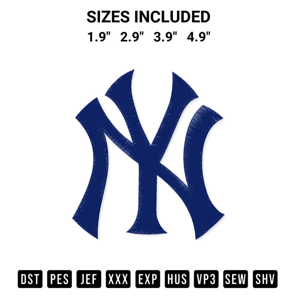 Add a unique touch to your apparel with the New York Yankees Logo Embroidery Design embroidery file. Premium instant download available now on Designspacks.com. Available sizes: 1.9", 2.9", 3.9", 4.9".