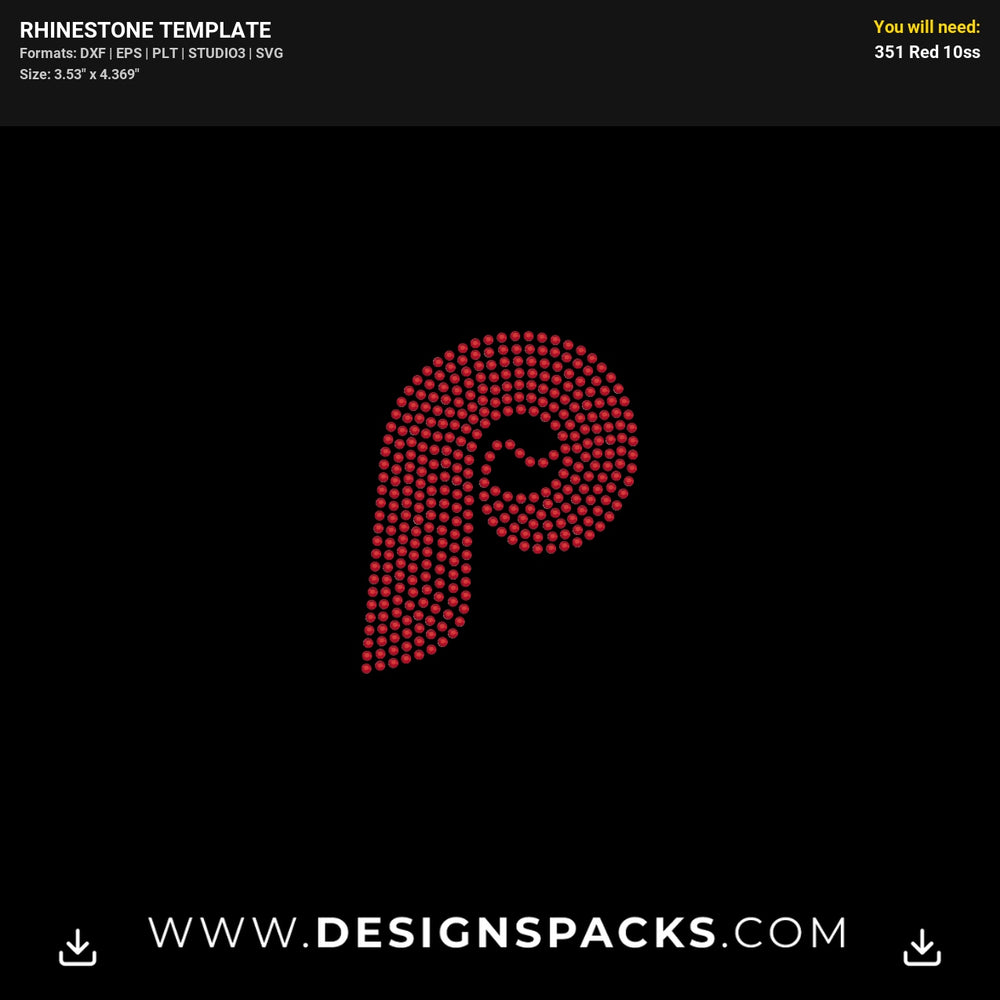 Small Logo P Philly Rhinestone Digital Template