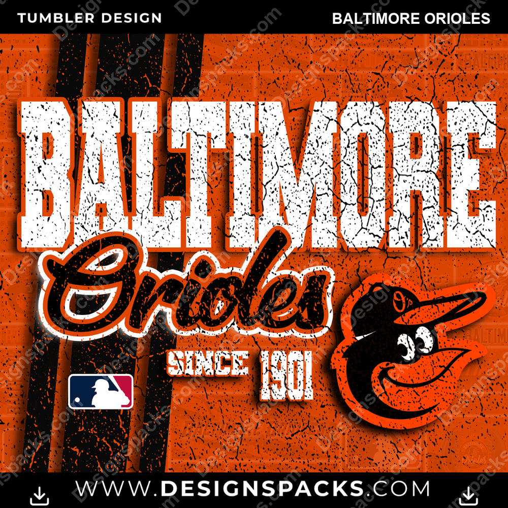 Baseball Grunge Baltimore Orioles Tumbler Digital Wrap Design