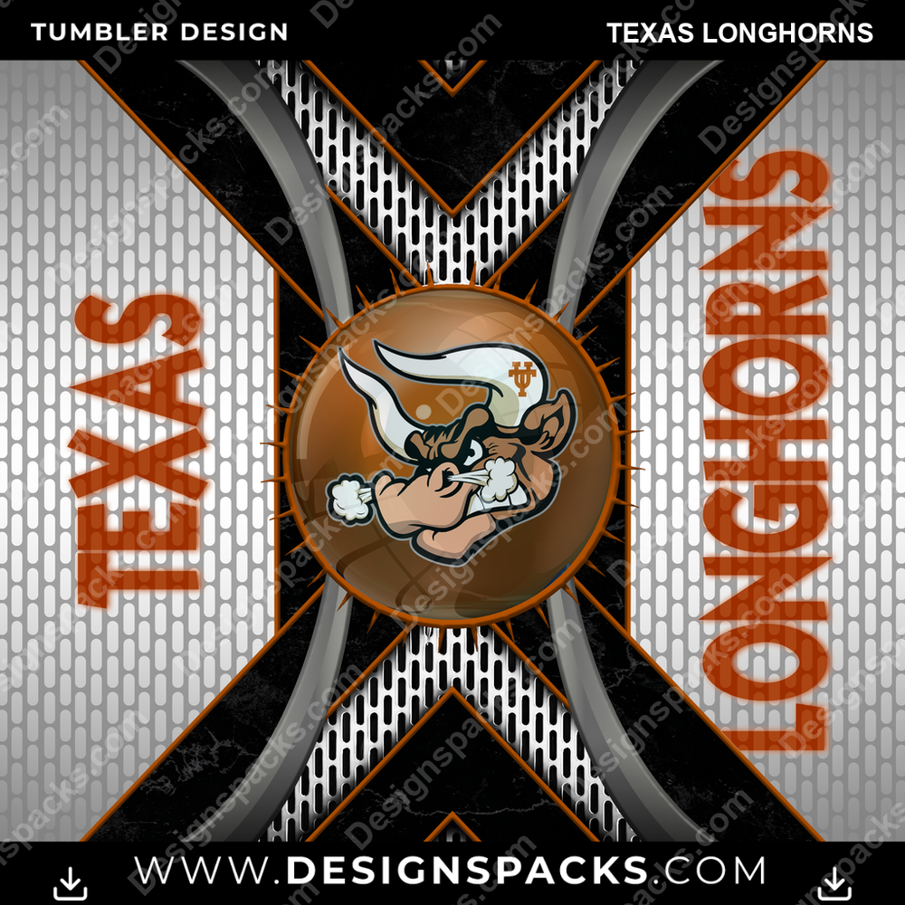 College Sport Metal Grating Texas Longhorns NCAA College Sport Tumbler Digital Wrap Design Download