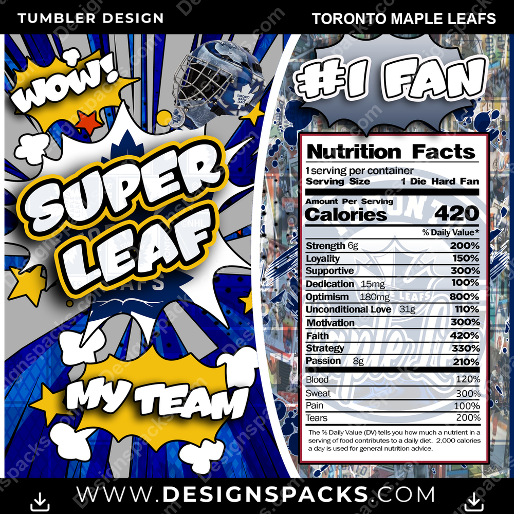 Hockey Super Team Toronto Maple Leafs Tumbler Digital Wrap Design