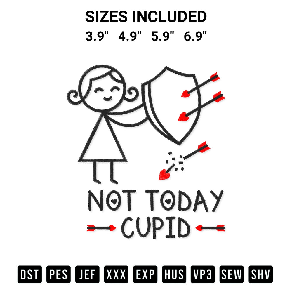 Discover the perfect addition to your crafting collection: Funny Girl Not Today Cupid Embroidery Design embroidery file. Instantly available at Designspacks.com. Available sizes: 3.9", 4.9", 5.9", 6.9".