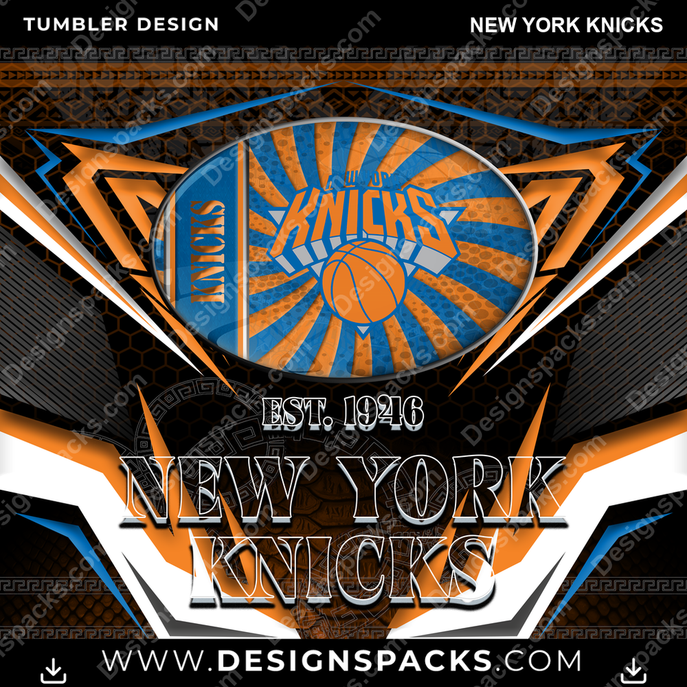 Basketball Tribal New York Knicks NBA Basketball Tumbler Digital Wrap Design Download