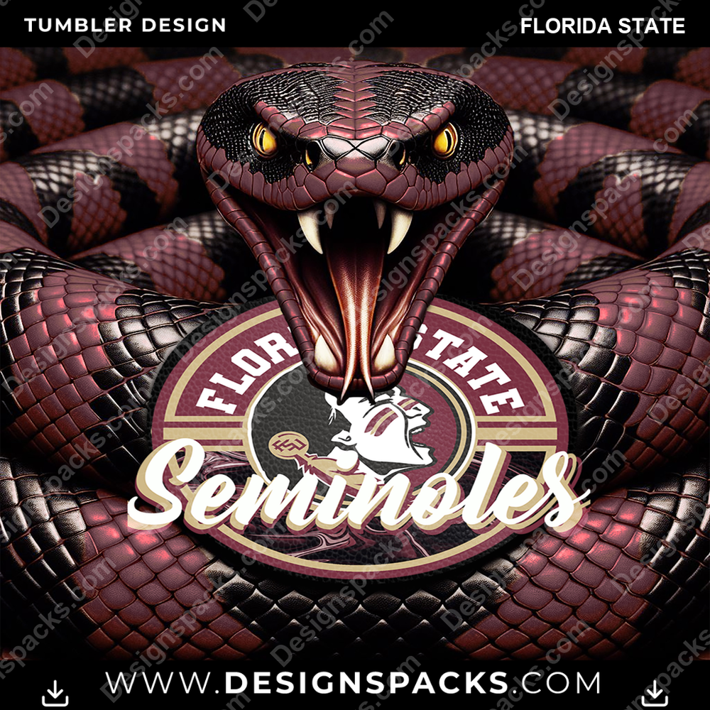 College Sport Rattle Snake Florida State Tumbler Digital Wrap Design