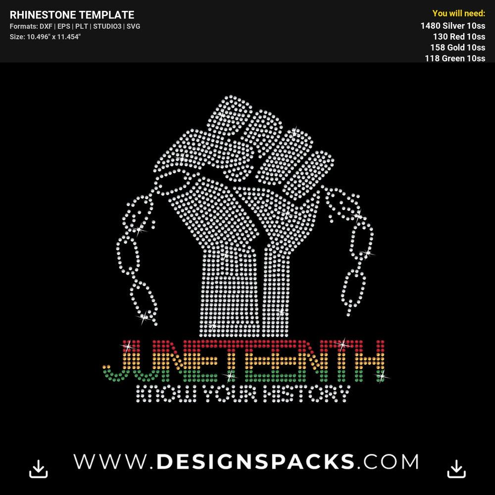 Juneteenth Know History Rhinestone Digital Template