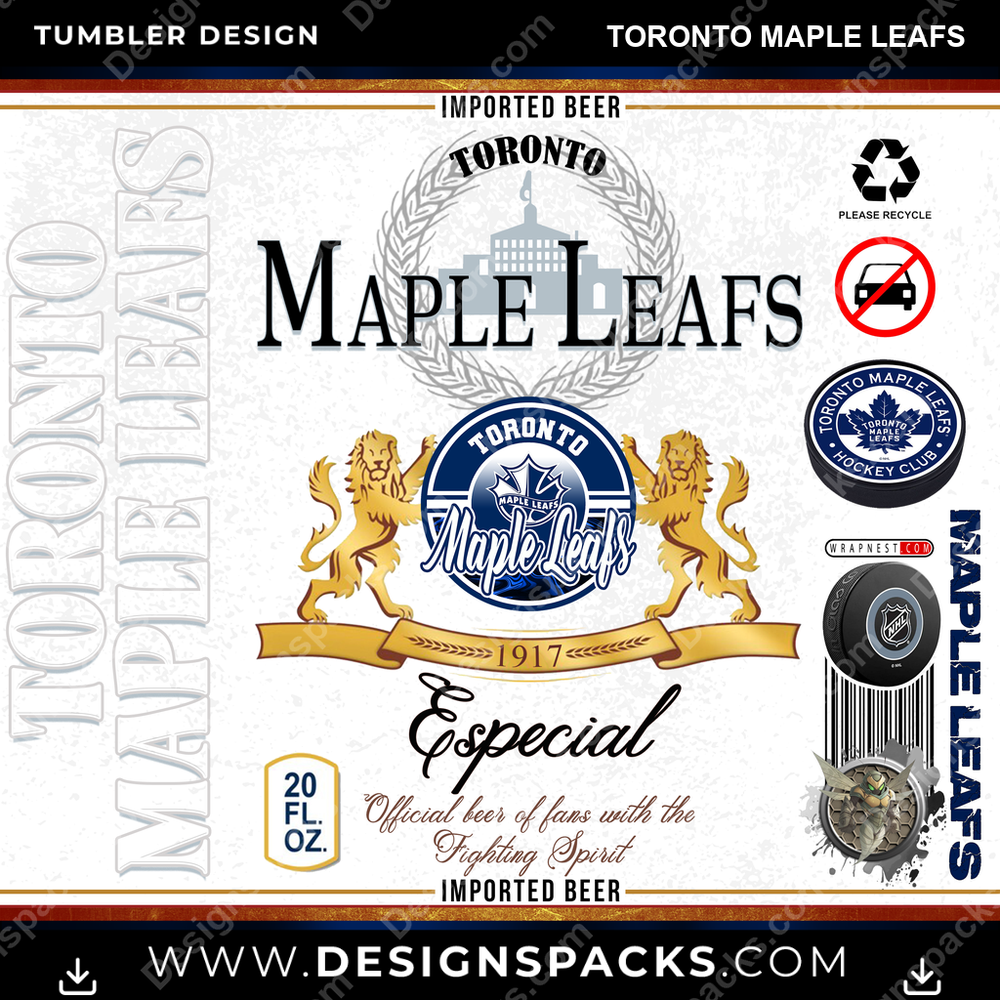 Hockey Modelo Toronto Maple Leafs Tumbler Digital Wrap Design