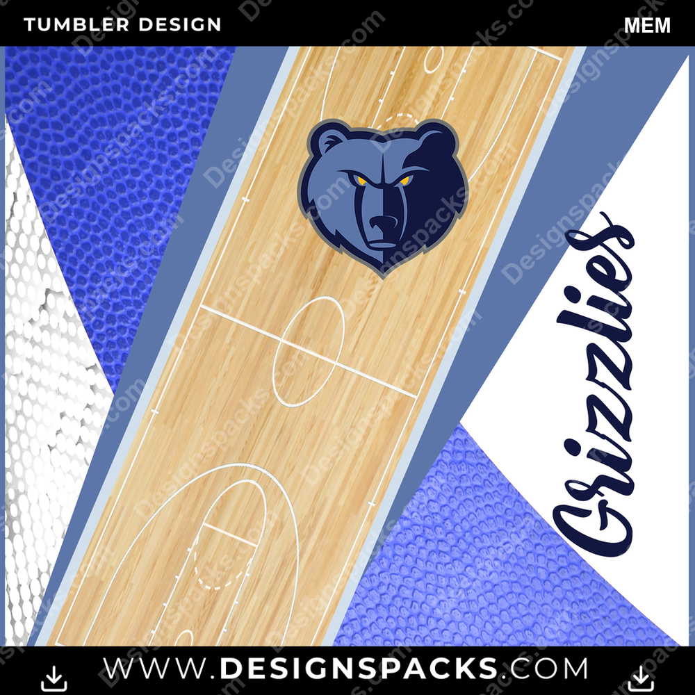 Basketball Court MEM Tumbler Digital Wrap Design
