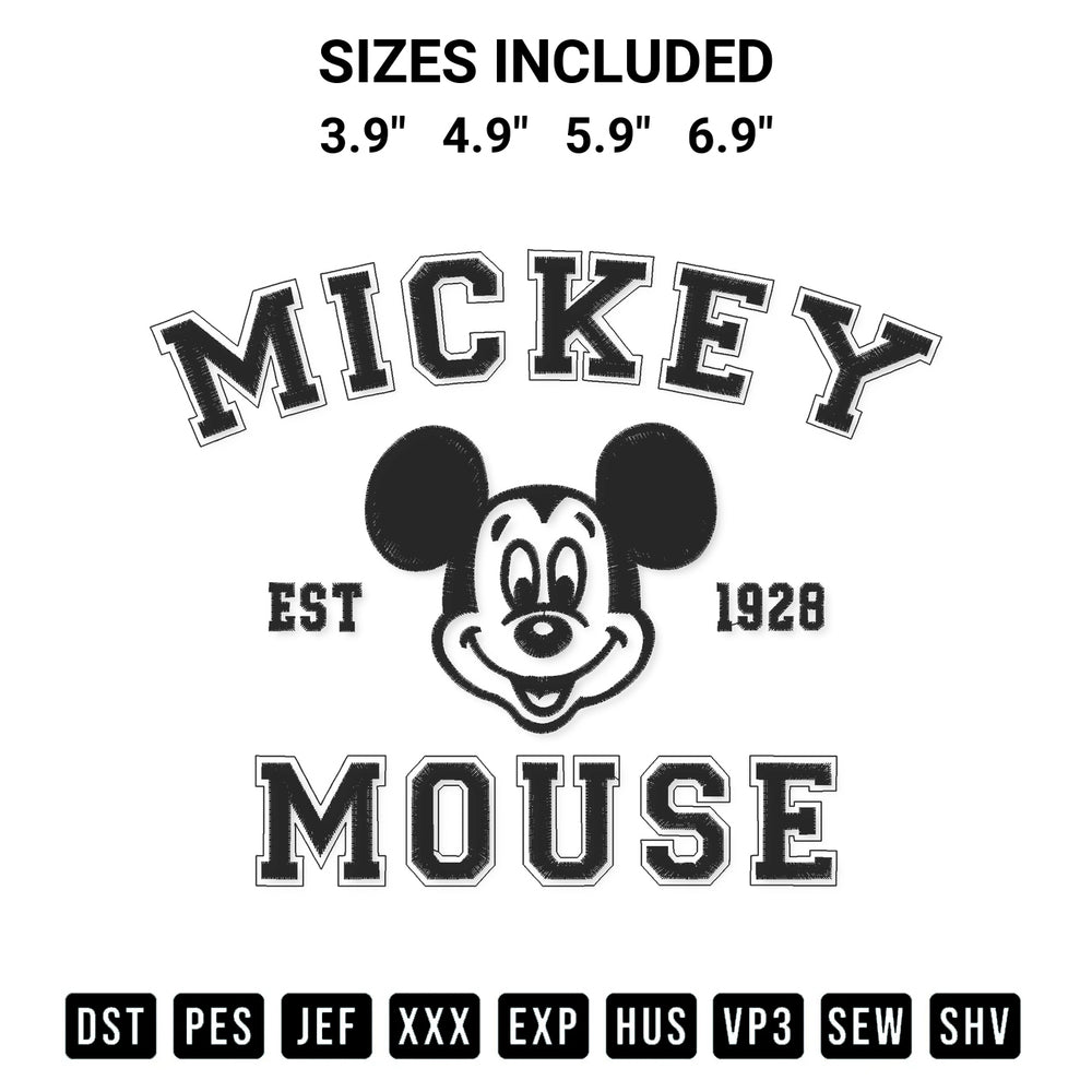 Add a unique touch to your apparel with the Mikey Est.1928 Embroidery Design embroidery file. Premium instant download available now on Designspacks.com. Available sizes: 3.9", 4.9", 5.9", 6.9".