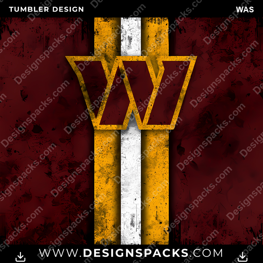 Football Grunge Style WAS NFL Football Tumbler Digital Wrap Design Download