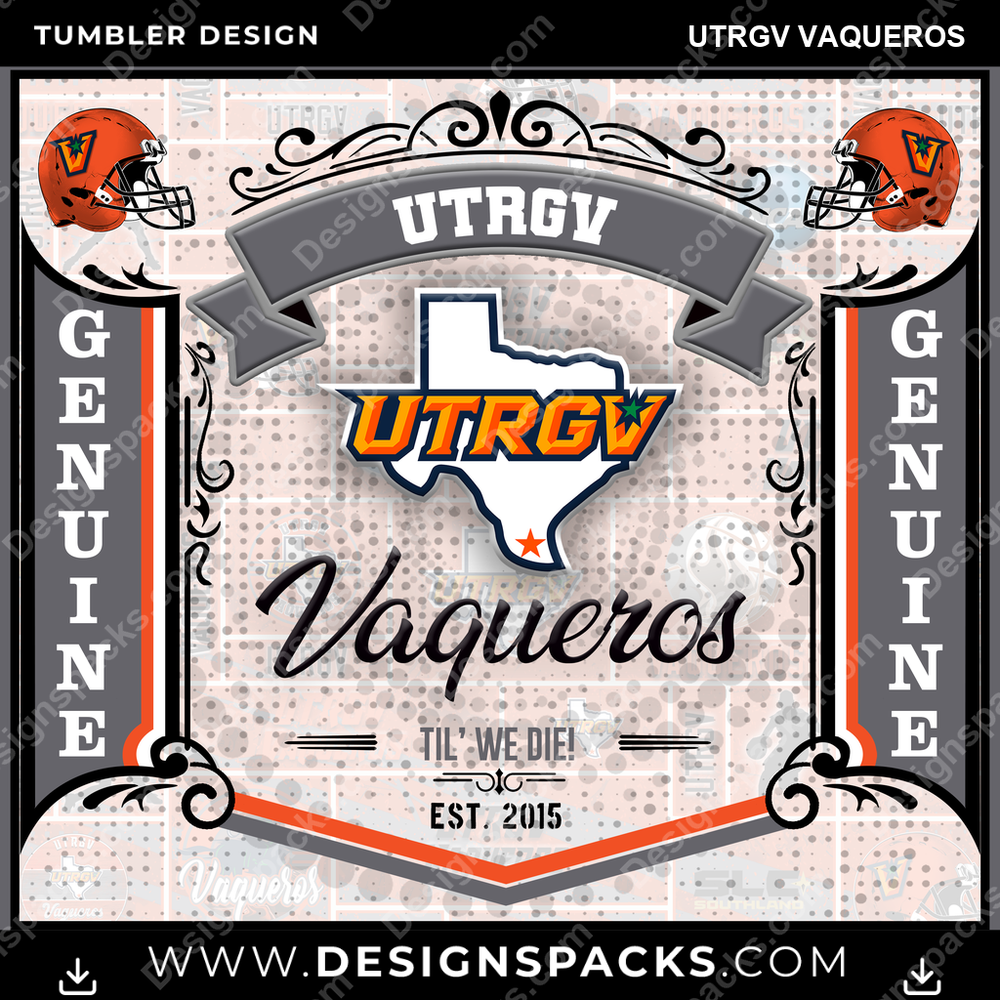 College Sport Bud UTRGV Vaqueros Tumbler Digital Wrap Design