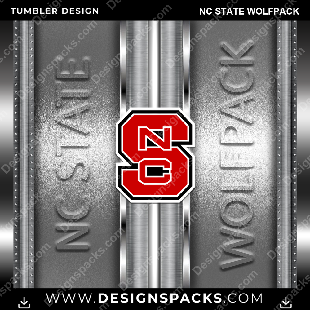 College Sport Metallic Nc State Wolfpack Tumbler Digital Wrap Design