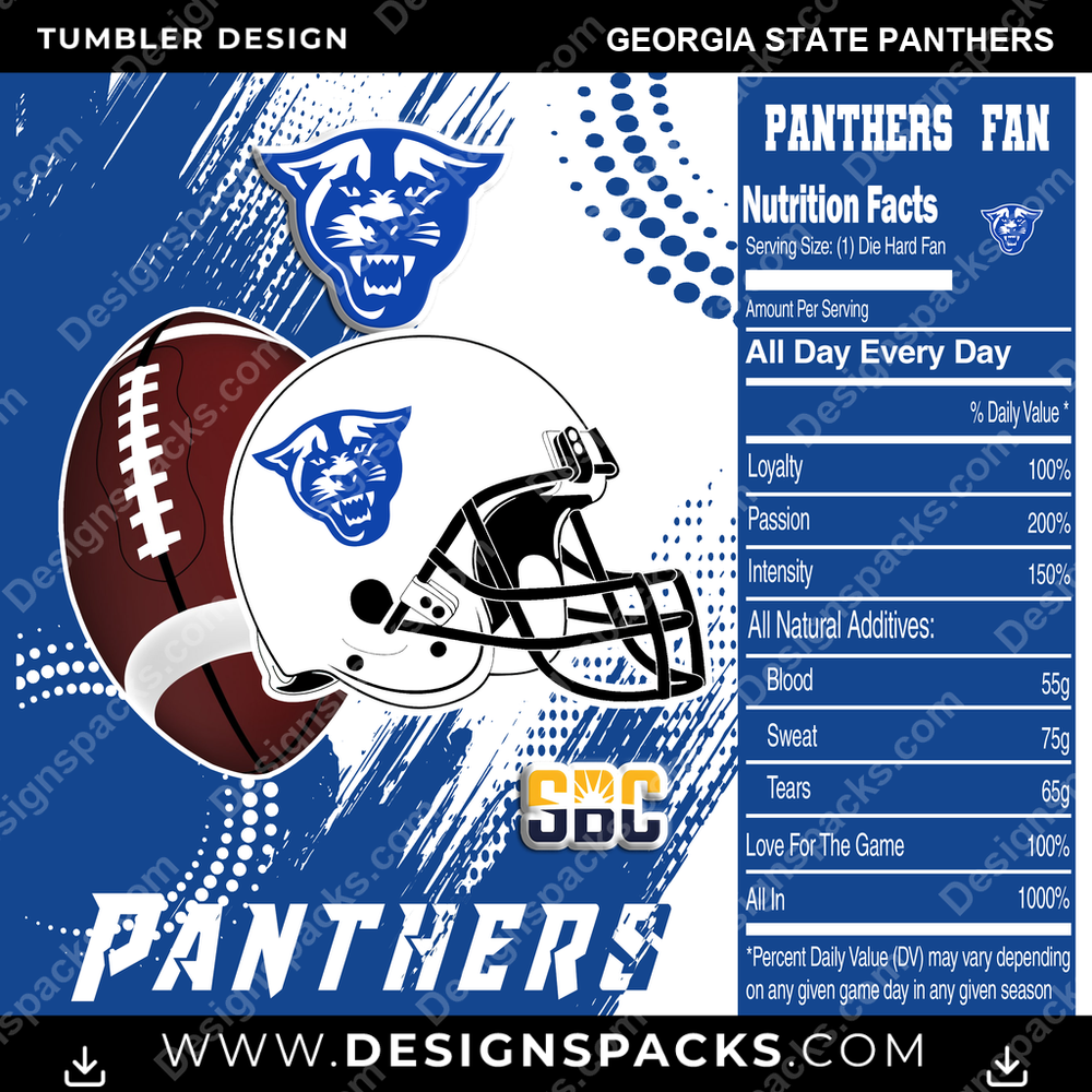 College Sport Team Fan CFB Georgia State Panthers NCAA College Sport Tumbler Digital Wrap Design Download