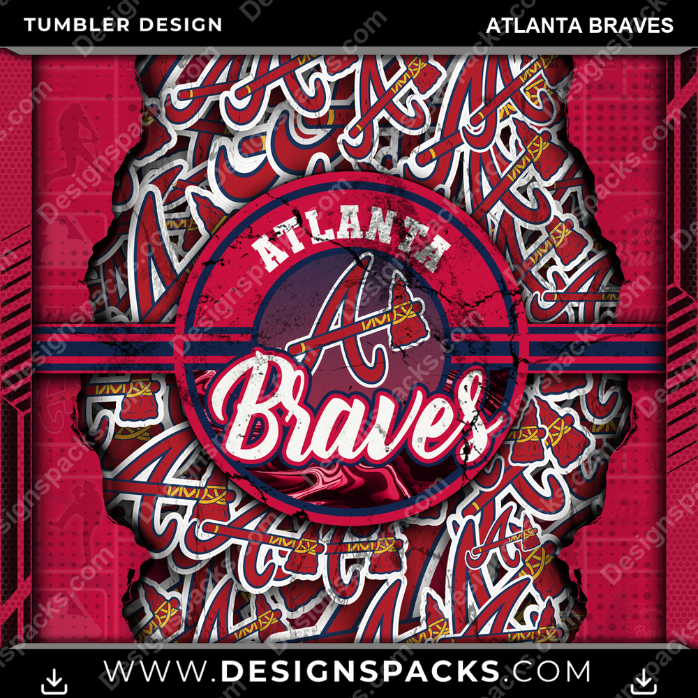 Baseball Ripped Atlanta Braves Tumbler Digital Wrap Design