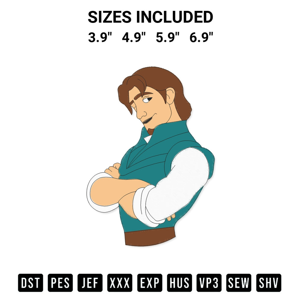 Create amazing crafts with the Flynn Rider Tangled Disney Embroidery Design embroidery file. High-quality digital download from Designspacks.com, perfect for beginners and pros. Available sizes: 3.9", 4.9", 5.9", 6.9".