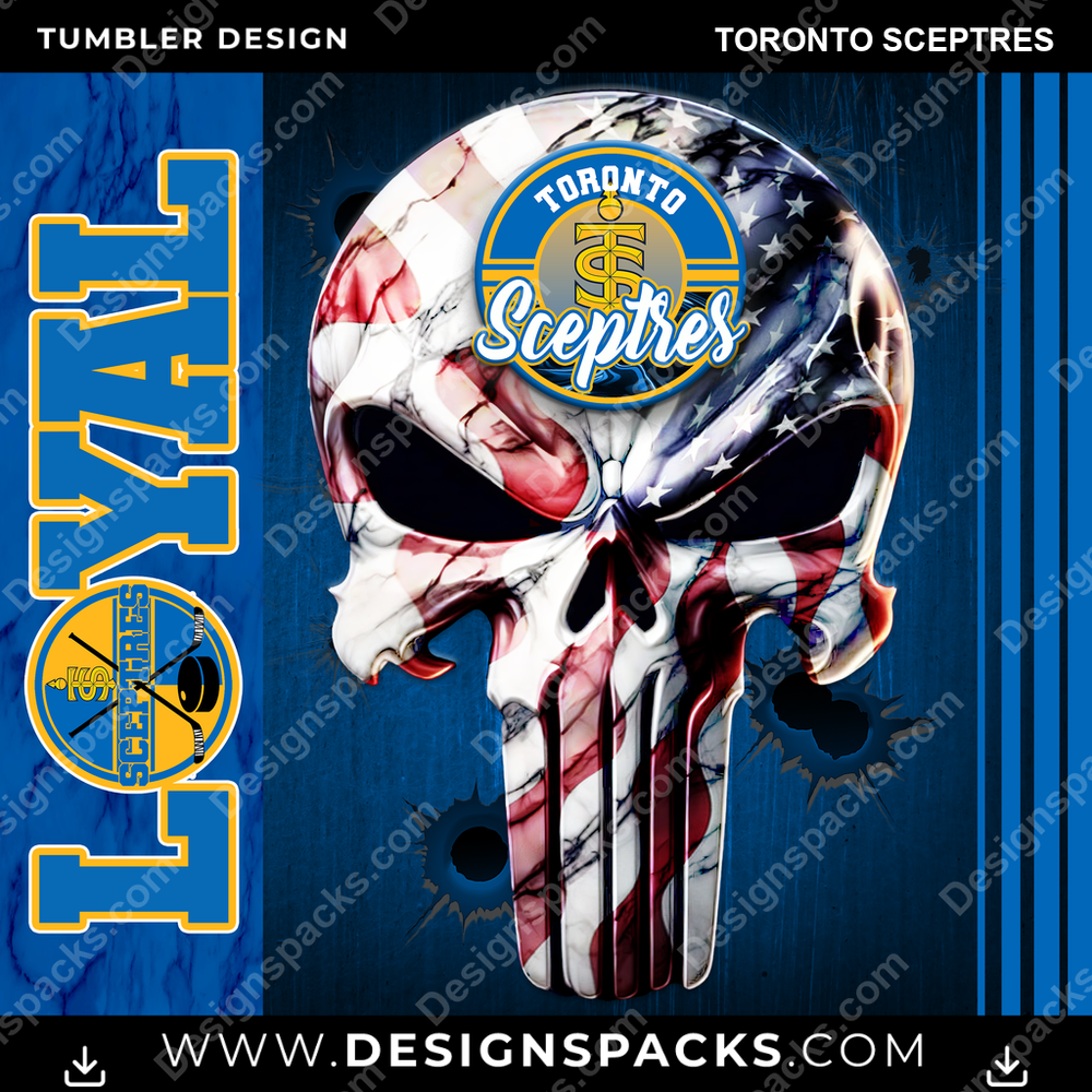 Hockey Skull Toronto Sceptres Tumbler Digital Wrap Design