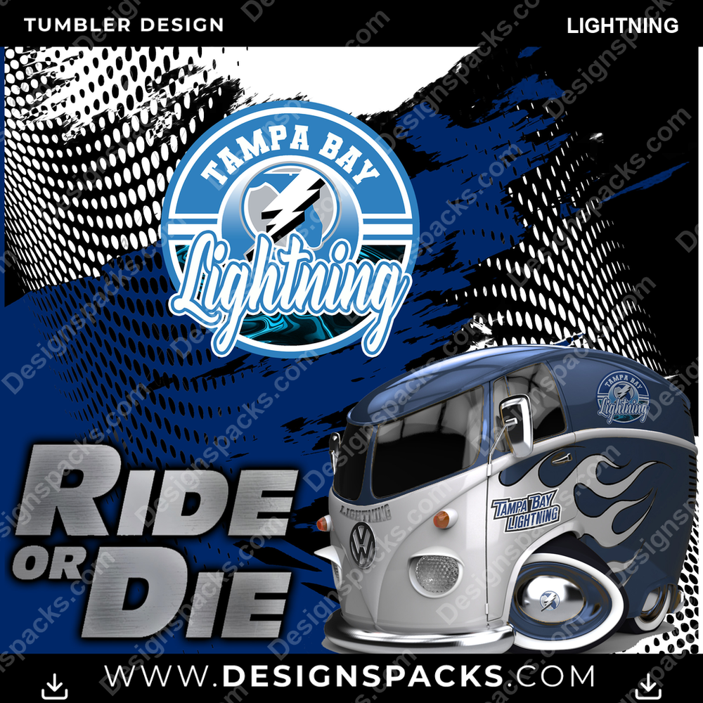 Ice Hockey RIDE or DIE LIGHTNING Tumbler Digital Wrap Design