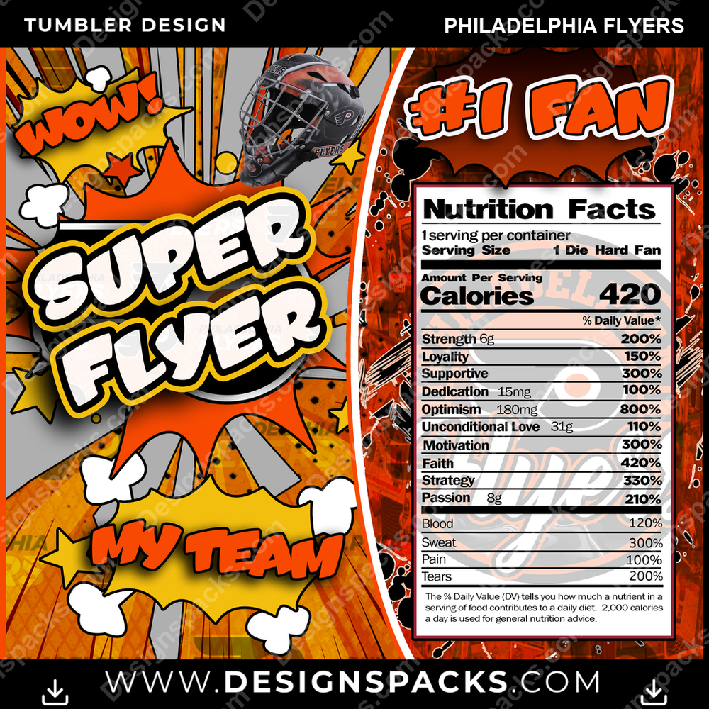 Hockey Super Team Philadelphia Flyers NHL Hockey Tumbler Digital Wrap Design Download