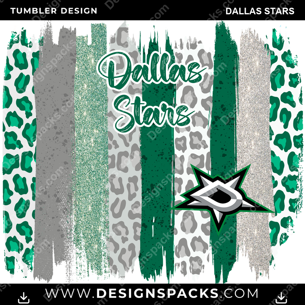 Hockey Brush Strokes Dallas Stars NHL Hockey Tumbler Digital Wrap Design Download