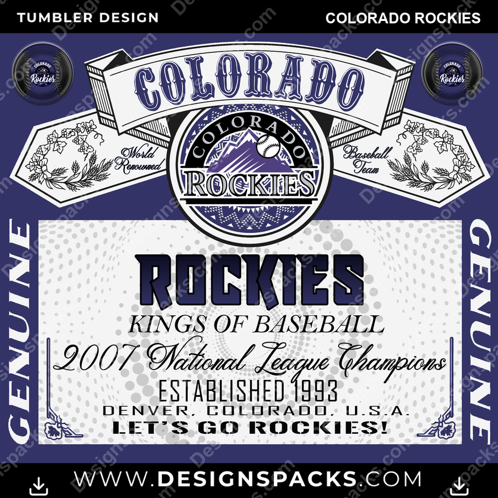 Baseball Bud Colorado Rockies Tumbler Digital Wrap Design
