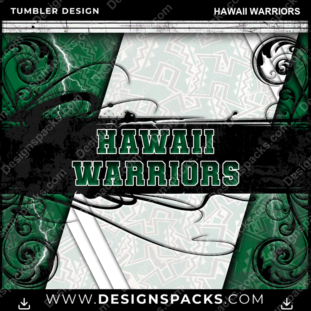 College Sport Elegant Hawaii Warriors Tumbler Digital Wrap Design
