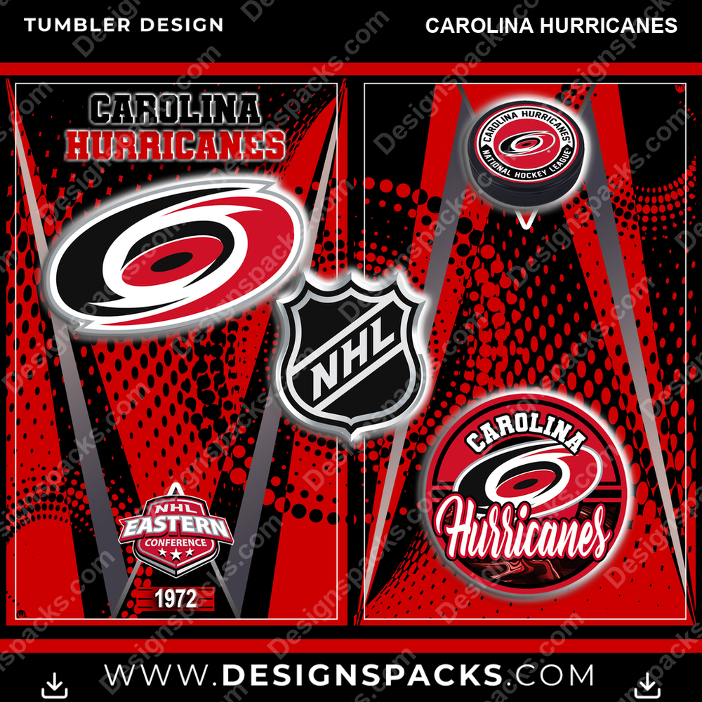 Ice Hockey Team Logo Carolina Hurricanes NHL Hockey Tumbler Digital Wrap Design Download