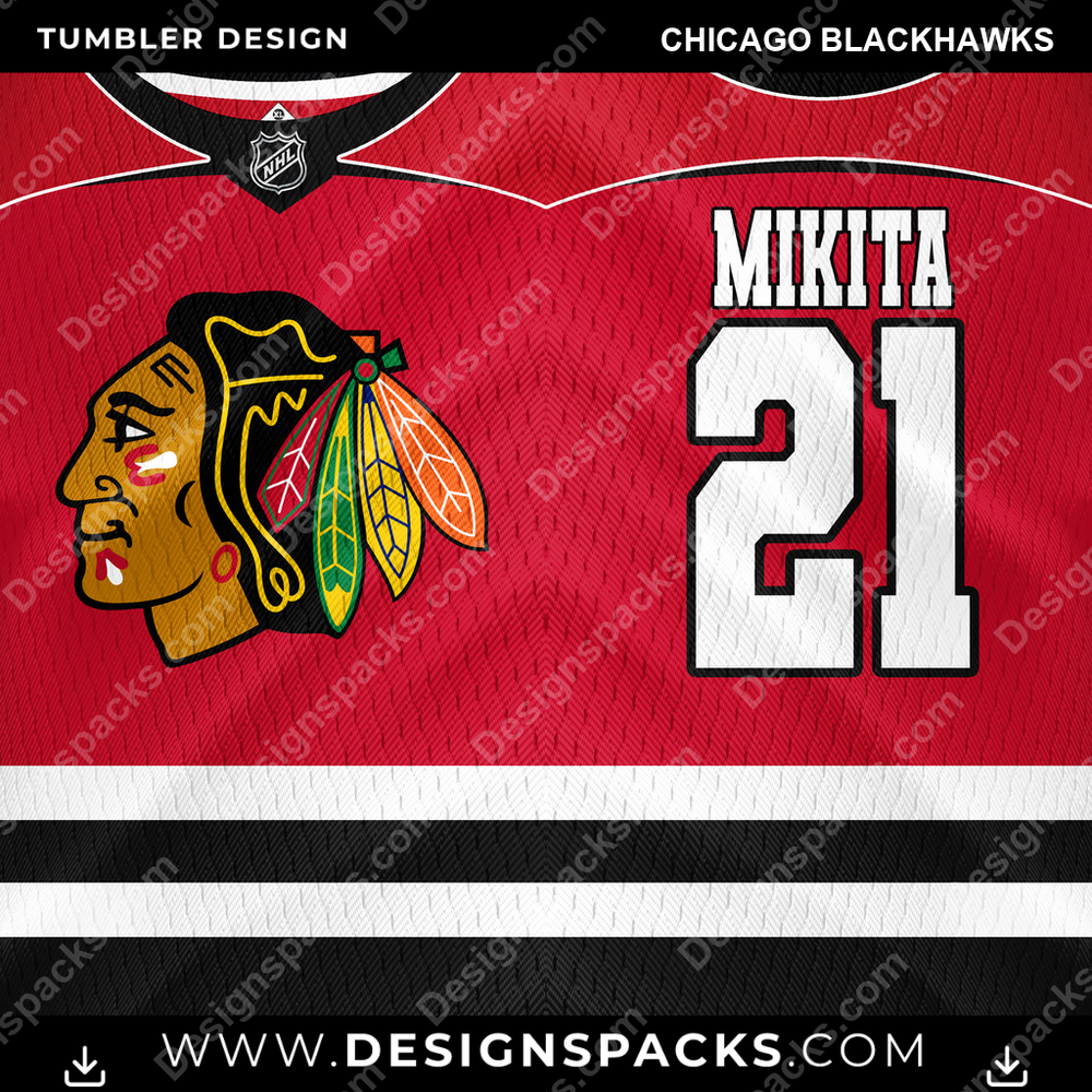 Ice Hockey Jersey Chicago BlackHawks NHL Hockey Tumbler Digital Wrap Design Download