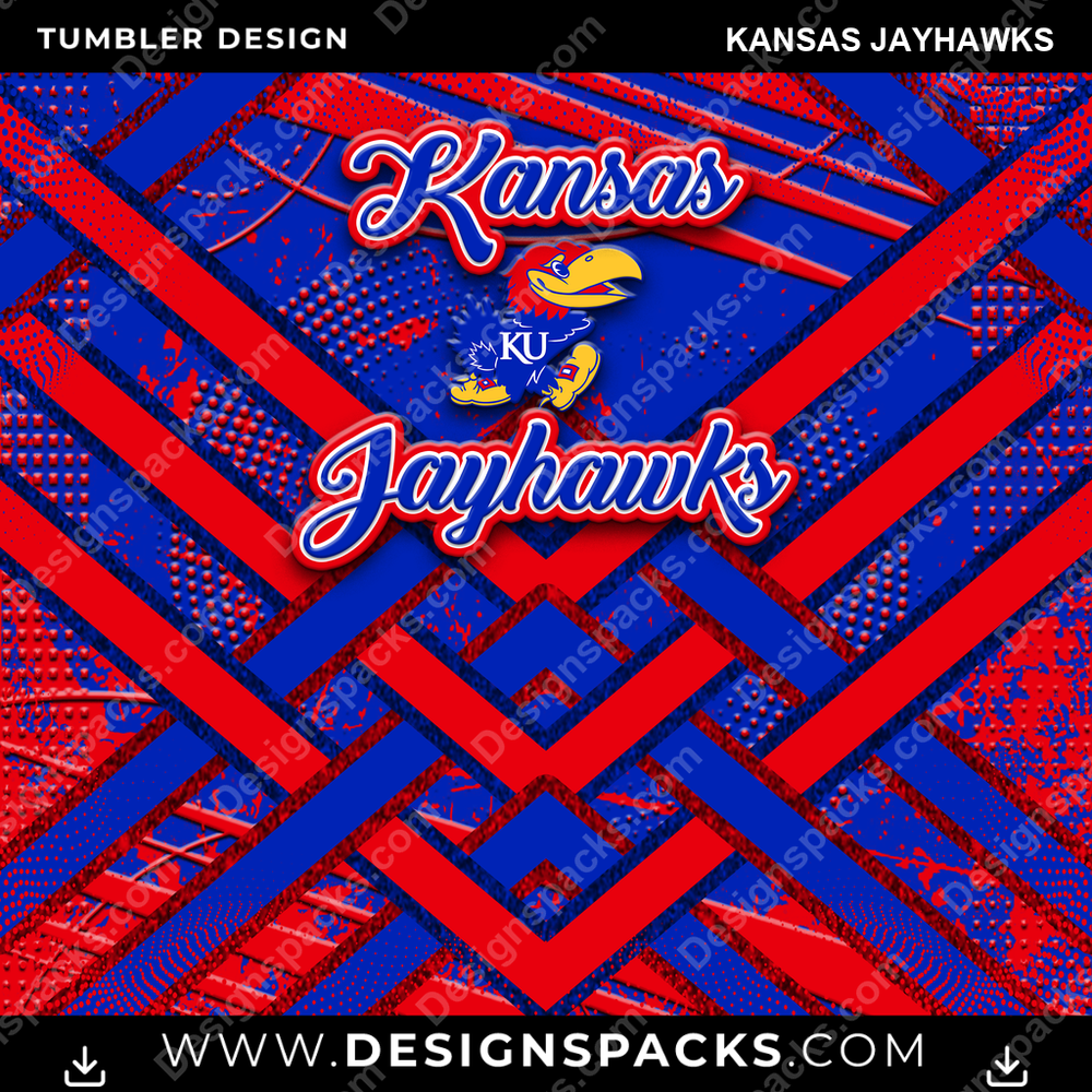 College Sport Glitter Stripe Kansas Jayhawks NCAA College Sport Tumbler Digital Wrap Design Download