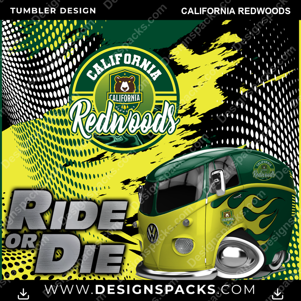 Lacrosse Ride or Die California Redwoods PLL Lacrosse Tumbler Digital Wrap Design Download