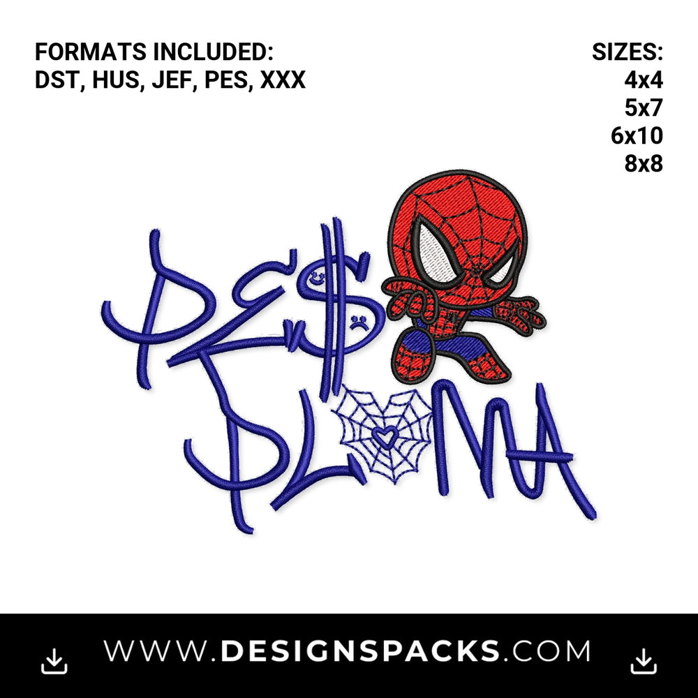 Peso Pluma Spider-Man Embroidery Design - Instant digital download pattern at Designspacks.com