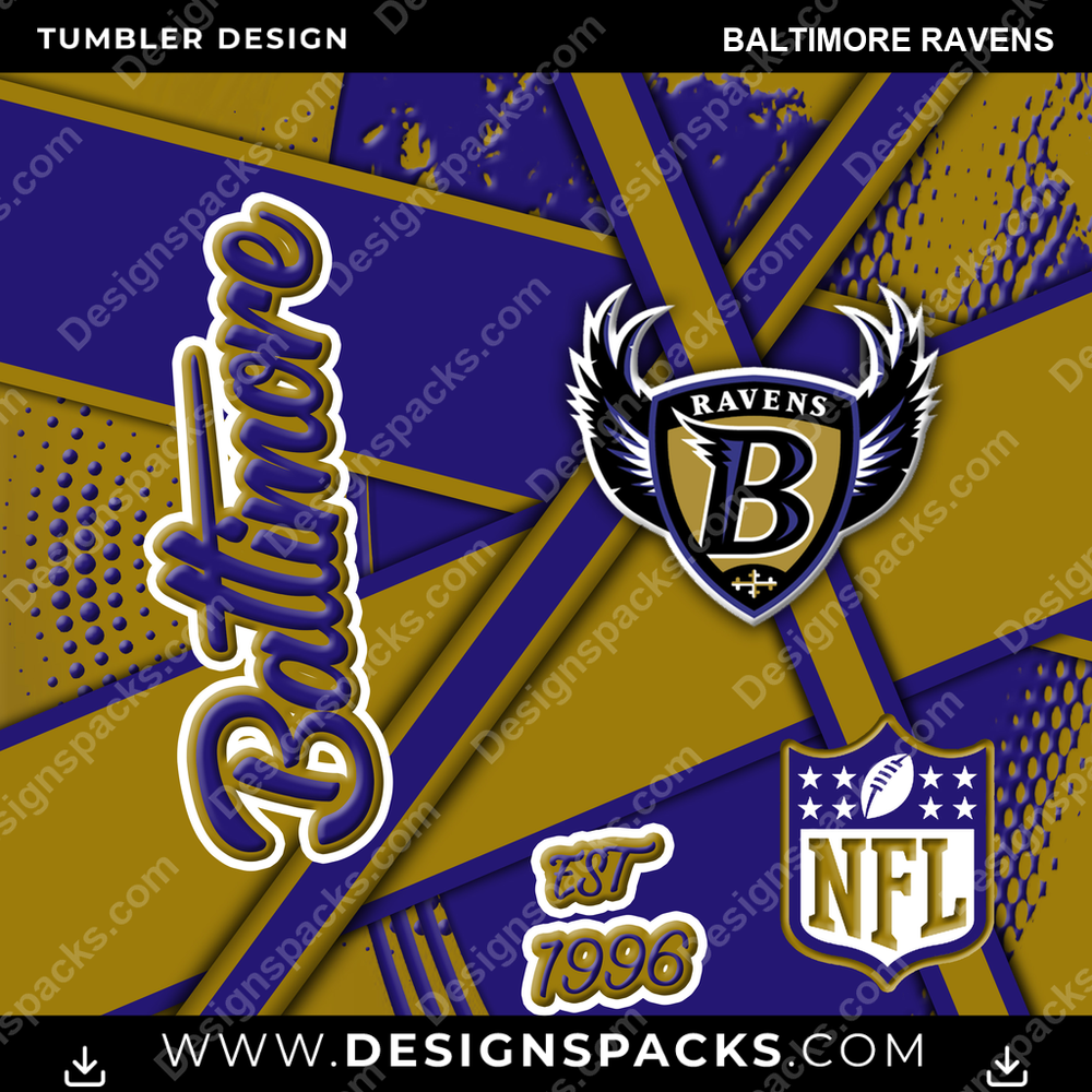 Football Team Sport Baltimore Ravens Tumbler Digital Wrap Design