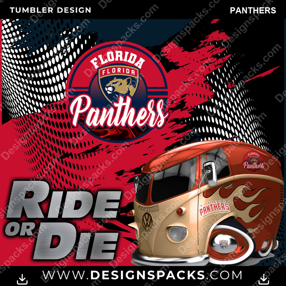 Ice Hockey RIDE or DIE PANTHERS Tumbler Digital Wrap Design