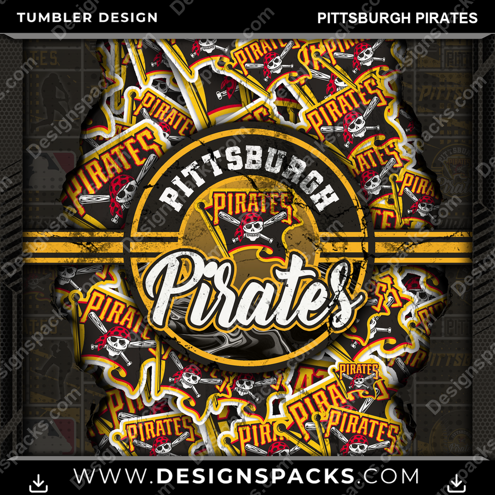 Baseball Ripped Pittsburgh Pirates Tumbler Digital Wrap Design