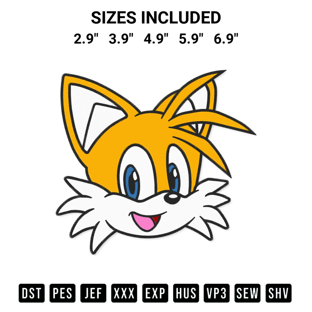 Create amazing crafts with the Tails Face Embroidery Design embroidery file. High-quality digital download from Designspacks.com, perfect for beginners and pros. Available sizes: 2.9", 3.9", 4.9", 5.9", 6.9".