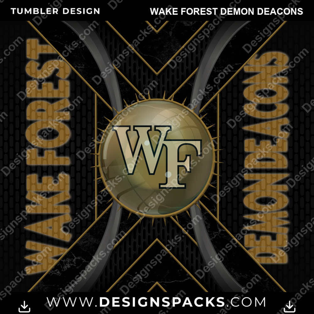 College Sport Metal Grating Wake Forest Demon Deacons NCAA College Sport Tumbler Digital Wrap Design Download